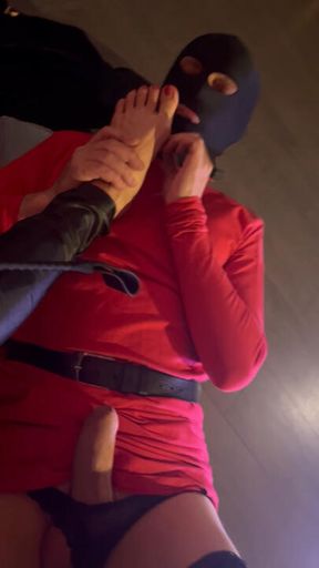 Sissy licking my soles and smelling my dirty socks