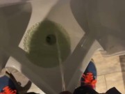 Uncut cock public pissing