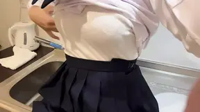 Cute woman masturbating in the kitchen. My got really wet.