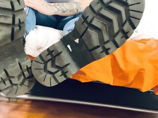 Boots Feet TEASE Smelly Socks