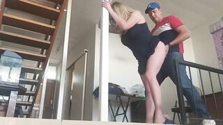Stepmom bends over and pulls up her dress so i can use her vagina for sex