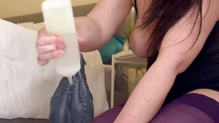 Gaping, fisting &#8211; amateur brunette slut PAWG girl getting anally fisted