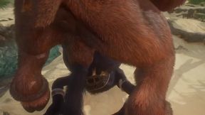 Minotaur rips wolf hole wide then CUMs HUGE deep inside his furry ass