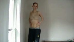 Amateur chunky girlfriend stripteasing on home video