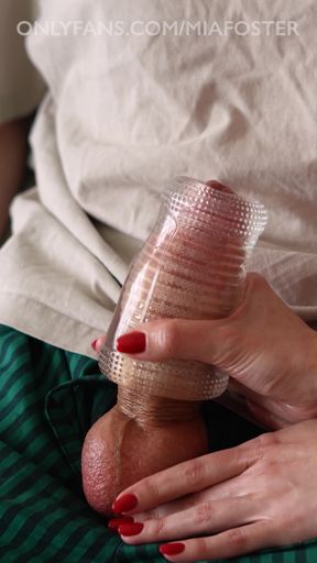 Vibrating dildo in hand
