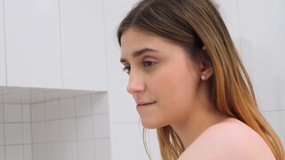 Exciting brunette enjoys masturbating and orgasms alone