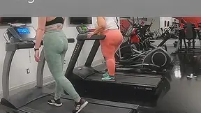 2 Big Booty Pawgs on Treadmills - BigButtBounceTwerk