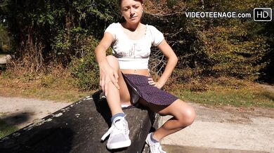 Tiny redhead 18 year old skinny girl strips for her first casting