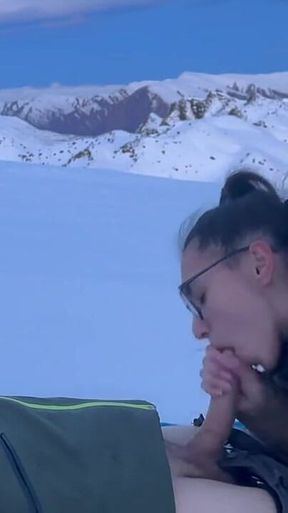 Blowjob Under the Sunset with a Cum in Mouth