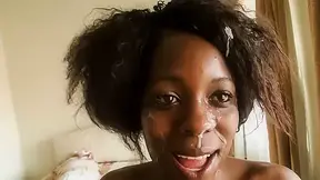 Black Beauty Facial Cumshot After Rough Anal Casting by White Agent