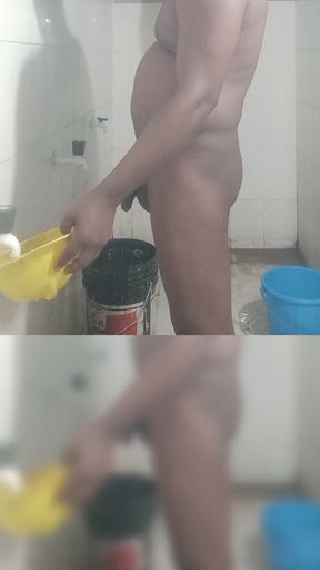 Bathing show nude bath shower black cock showing