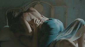 Alluring Amber Heard is ready to expose her ass while kissing dude