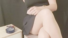 Smoking, pantyhose, skirt