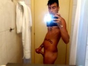 Stuffed belly amateur jerking