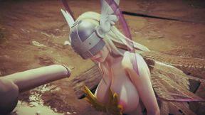 Angewomon Deepthroat Blowjob : Digimon Hentai Parody
