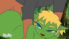 Furry babe gets her ass fucked by a powerful orc