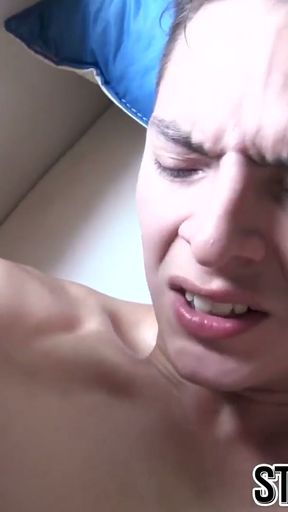 Inked Latino twink fed cum after first time bareback fuck   Clip 1