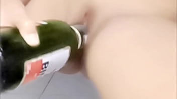 Masturbation With Botol Many Cum OutSide