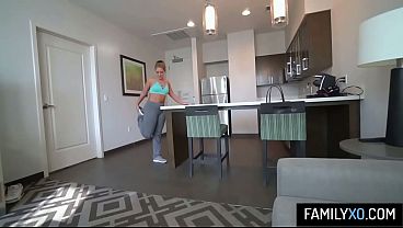 Horny blonde stepmom Candice Dare bounce her big ass on stepson'_s cock