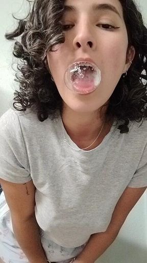 Slimy spit after getting throat fucked