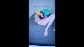 tgirl plays with her own clone a willy