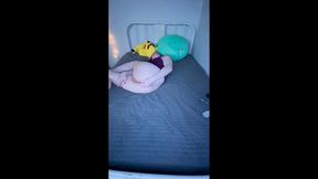 tgirl plays with her own clone a willy