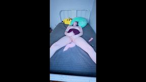 tgirl plays with her own clone a willy