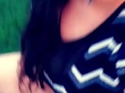 Babs' naughty outdoor pussy rub and pissing tease