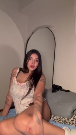 Sexy babe in ankle socks shows off her legs
