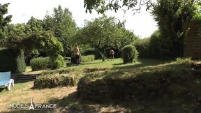 Horny&#x1F975; Blonde Mature Enjoys Thrilling Threesome Pleasure Outdoors