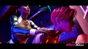 Futa ebony anal fucking a big tits babe in night club 3d animation