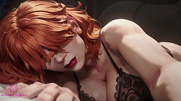 Busty redhead AI takes your cock and fills her huge boobs with cum