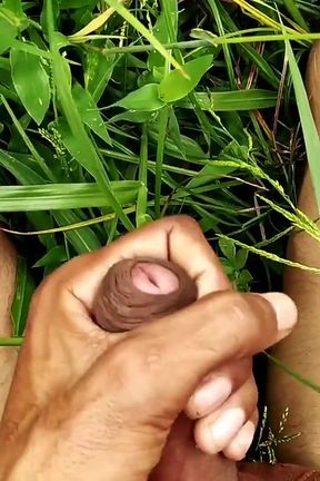 Indian Masturbation and Cumshot in Outdoor Green Field