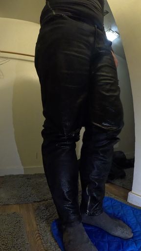 Flooding black jeans and socks with pee while brushing teeth