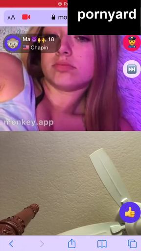 Webcam teen gets caught on cam while reacting to homemade porn