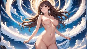 Nude Muse Among Giant Brushes Painting the Sky - Artistic Ai Slideshow