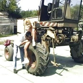 Blonde German whore fucked hard on the farm