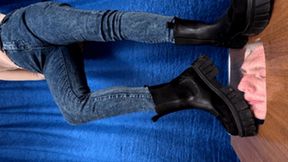 Powerful girl in chelsea boots tramples my floor-face (part 3 of 6), flo670x 2160p