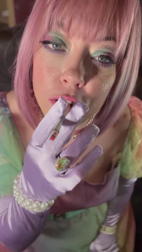 A Cute Princess Named Tina Snua Wants To Find Her Smoke Slave - I Smoke 1 Cork 100 Cigarette With Satin Gloves - Smoking
