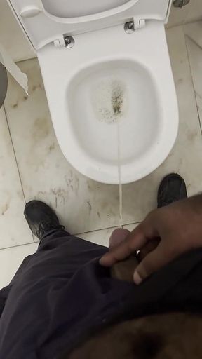 Security Guard on the Shopping Bathroom Pissing and Looking for Fun