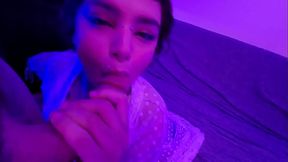 Skinny Latina Teen takes lucky guy's cock and ends with her mouth filled with creamy cum