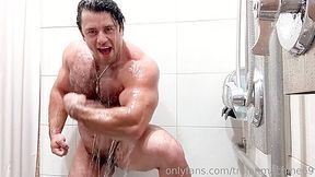 Hairy Muscle Bear Showering