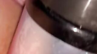 Milf Stretches Tight Cunt With Tanning Bottle. Object Insertion