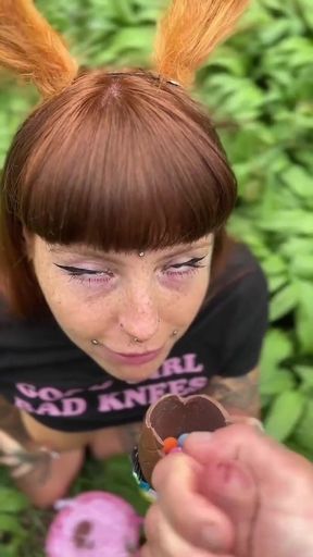 Naughty Bunny in the Wild!cum on Egg