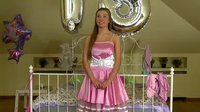 Russian cutie called Roxy does her first gangbang shooting