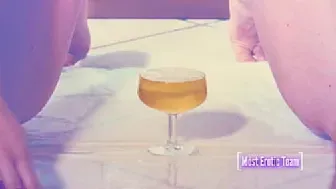 Seductive Precision: Her Playful Glass Challenge