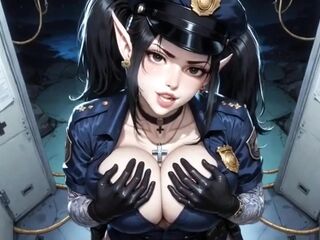 Hentai Cute Police Officer Showing Melons, Ai Animation