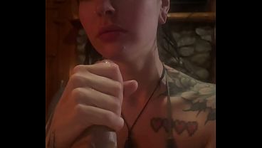 Cozy Cabin Blowjob from Heavily Tattooed Canadian Cock Worshipper
