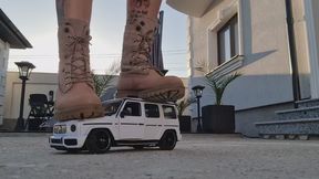 MERCEDES AMG TOY CAR STOMPED AND CRUSHED PIECE BY PIECE WITH MY BOOTS