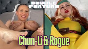 Rogue & Chun-Li: Oiled Up Fucking All 3 Holes